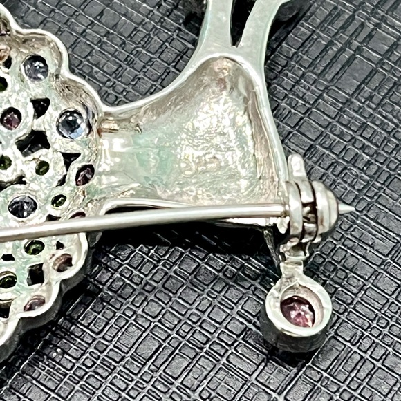 Sapphire Tanzanite Garnet 14KGP Poodle Brooch - Picture 4 of 5